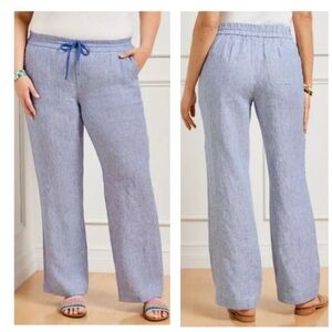 Talbots 100% linen Wide Leg Pants Relaxed Fit